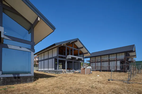 Eco fachwerk villa with panoramic sea view — natural timber frame
